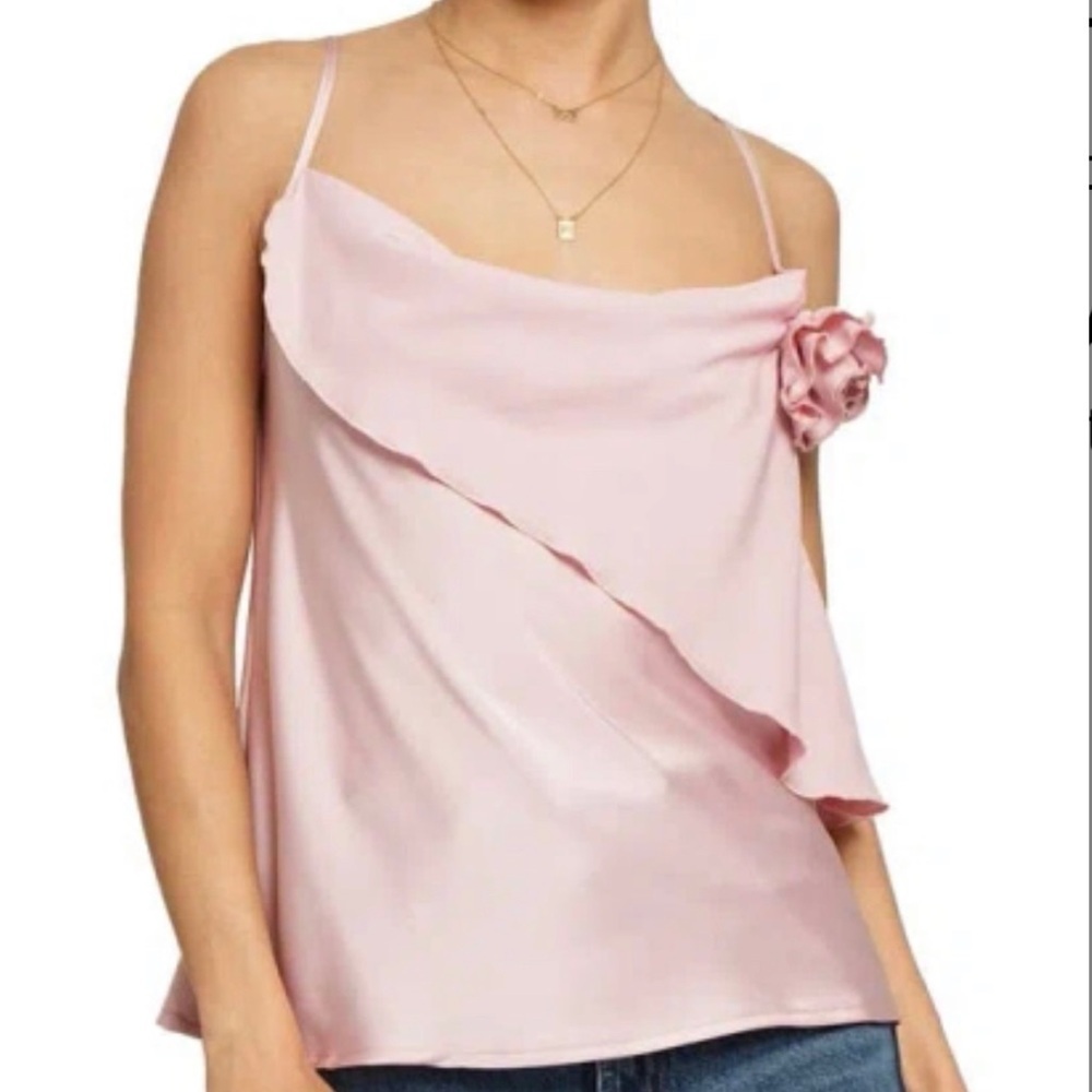 NWT Know One Cares || Asymmetric Rosette Camisole in red Satin Nordstroms XS/S - Picture 9 of 9